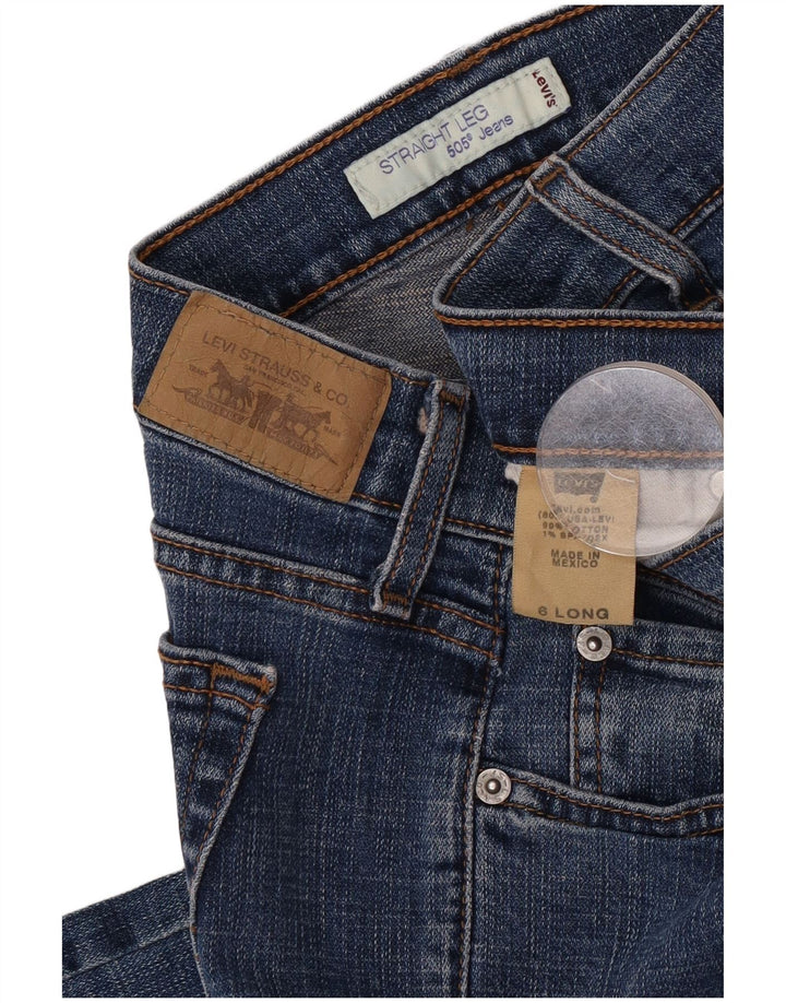 Levi's Womens 505 Straight Jeans US 6 Medium W30 L34 Navy Blue Cotton