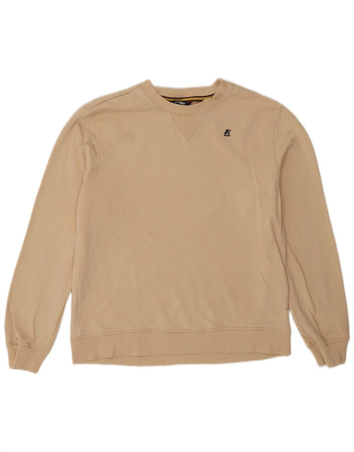 K-Way Mens Sweatshirt Jumper Large Beige Cotton