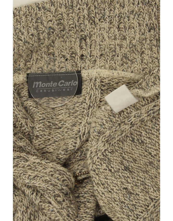 Monte Carlo Mens Zip Neck Jumper Sweater IT 52 Large Grey Argyle/Diamond