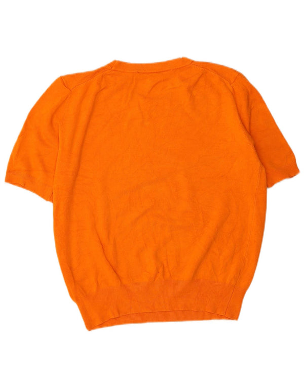 Zara Womens Crop Short Sleeve Boat Neck Jumper Sweater UK 14 Medium Orange