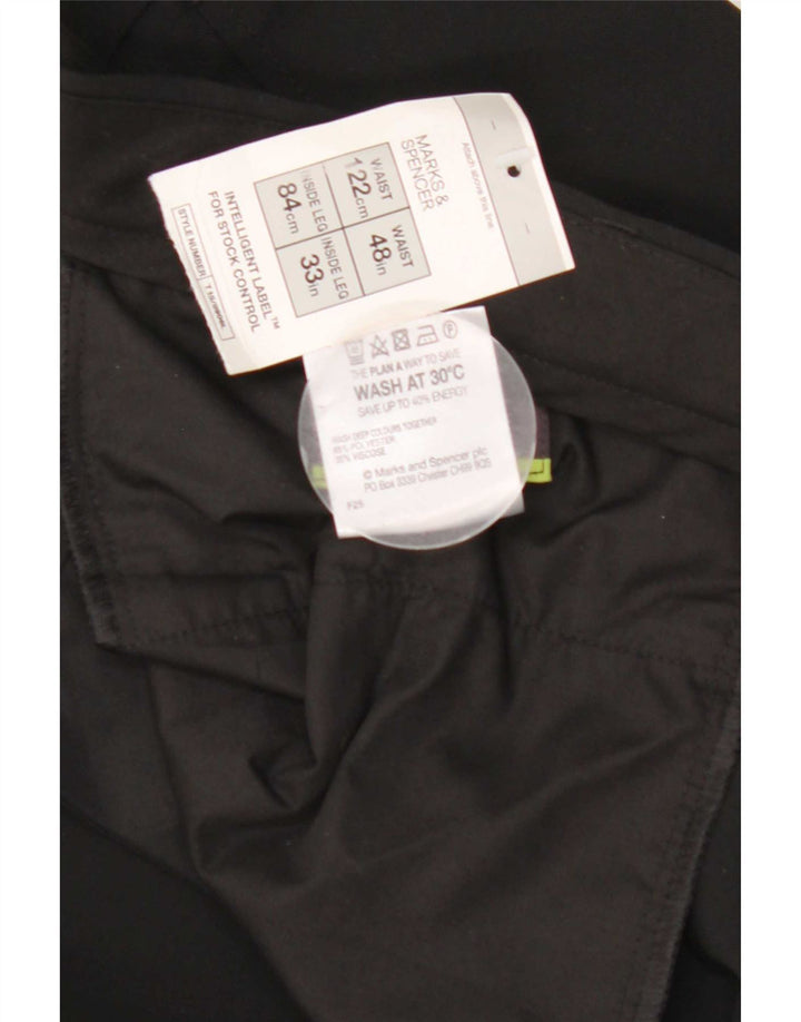 Marks & Spencer Mens Straight Suit Trousers W48 L33 Black Polyester