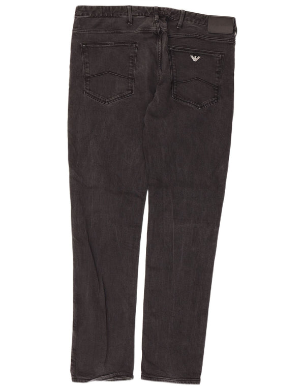 Emporio Armani Mens Straight Jeans W36 L32 Black Cotton