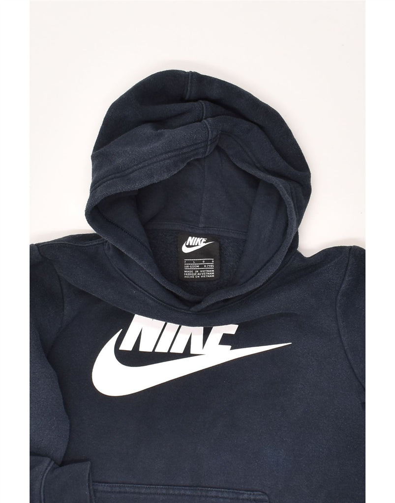 NIKE Boys Graphic Hoodie Jumper 6-7 Years Large Navy Blue | Vintage Nike | Thrift | Second-Hand Nike | Used Clothing | Messina Hembry 