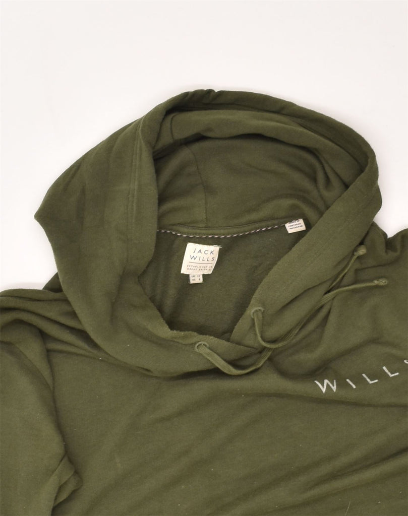 JACK WILLS Womens Hoodie Jumper UK 12 Medium Khaki Cotton | Vintage Jack Wills | Thrift | Second-Hand Jack Wills | Used Clothing | Messina Hembry 