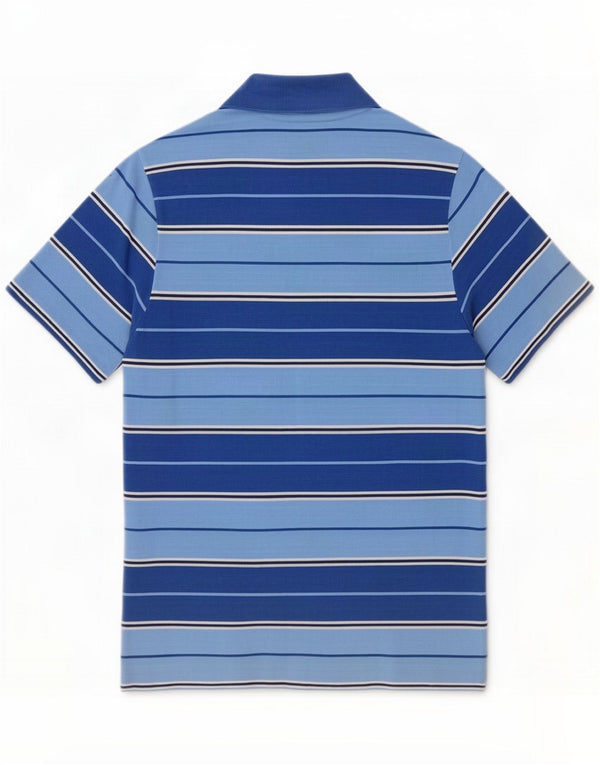 Lacoste Mens Polo Shirt Size 4 Medium Blue Striped Cotton