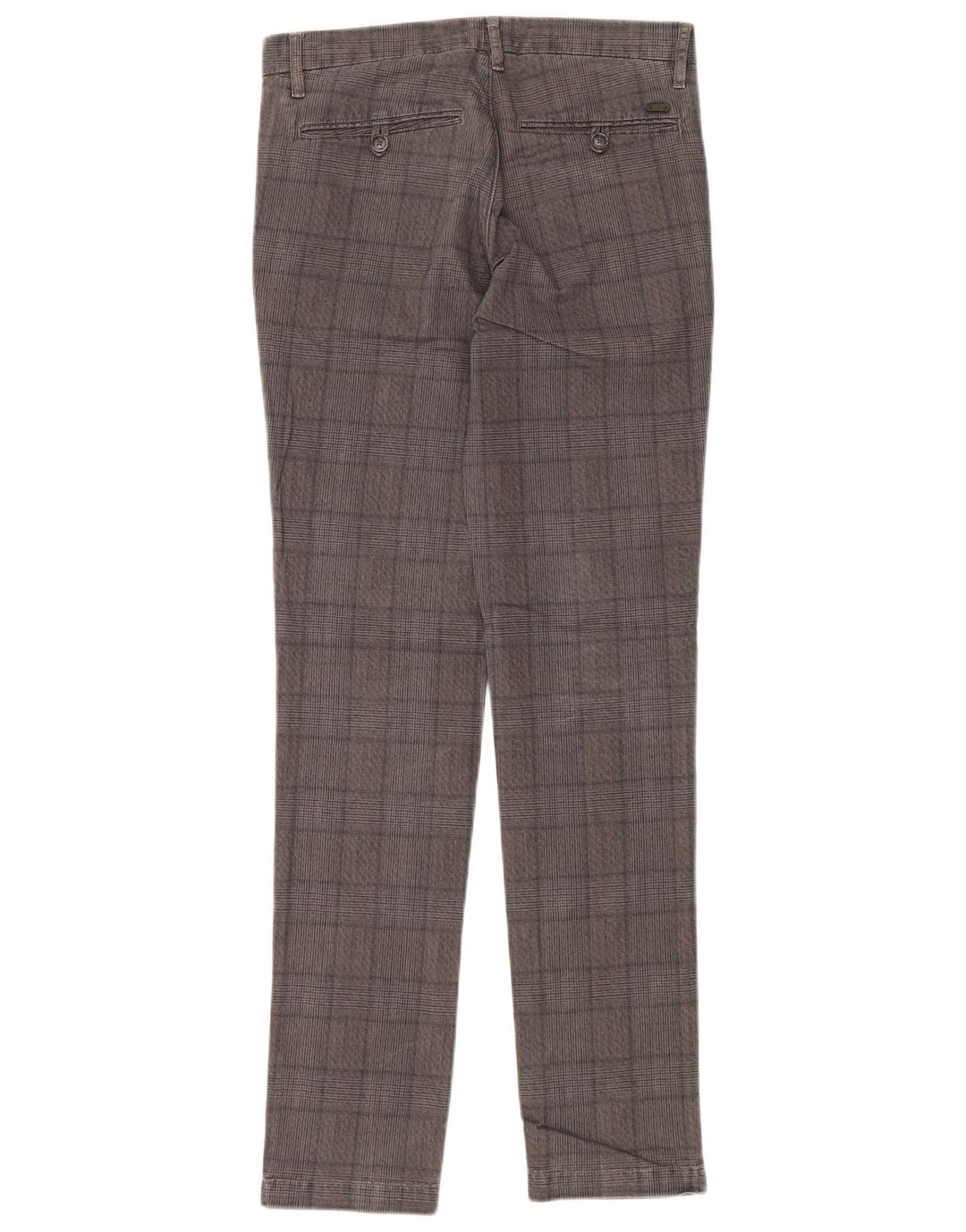 Rifle Mens Slim Chino Trousers W29 L34 Grey Check Cotton