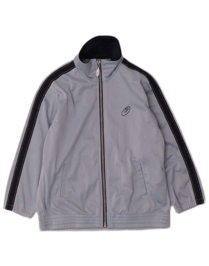 ASICS Boys Tracksuit Top Jacket 5-6 Years Blue Colourblock