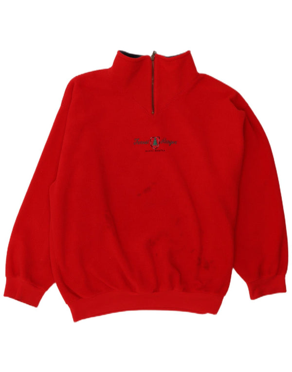 Daniel Hechter Mens Zip Neck Fleece Jumper XL Red