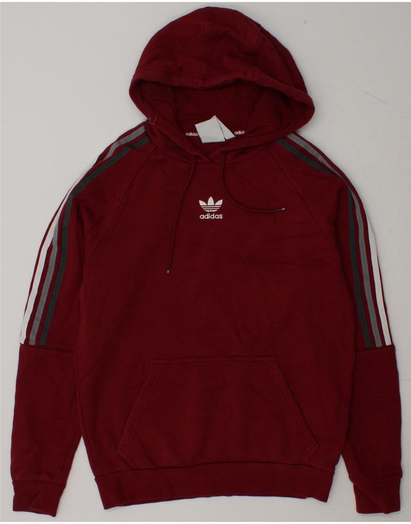 ADIDAS Mens Hoodie Jumper Small Burgundy Cotton Vintage Adidas and Second-Hand Adidas from Messina Hembry 