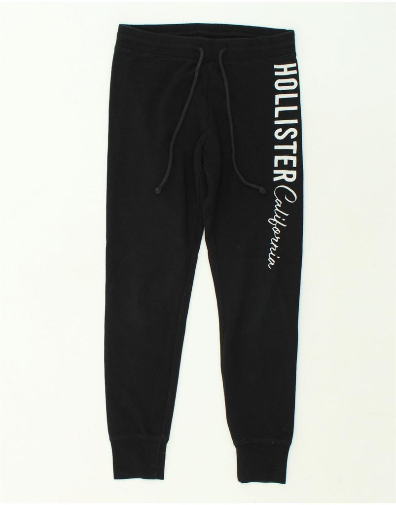 HOLLISTER Womens Graphic Tracksuit Trousers Joggers UK 10 Small Black | Vintage Hollister | Thrift | Second-Hand Hollister | Used Clothing | Messina Hembry 