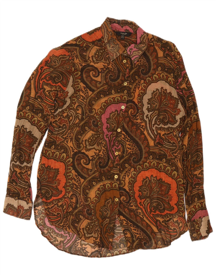 Massimo Dutti Womens Oversized Shirt EU 34 2XS Brown Paisley