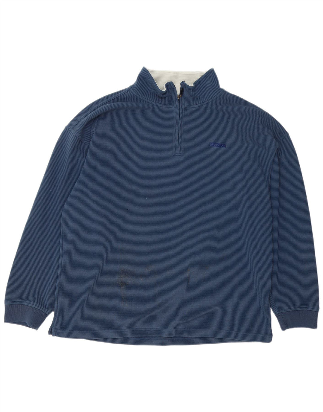Reebok Mens Loose Fit Zip Neck Sweatshirt Jumper Large Blue Polyester