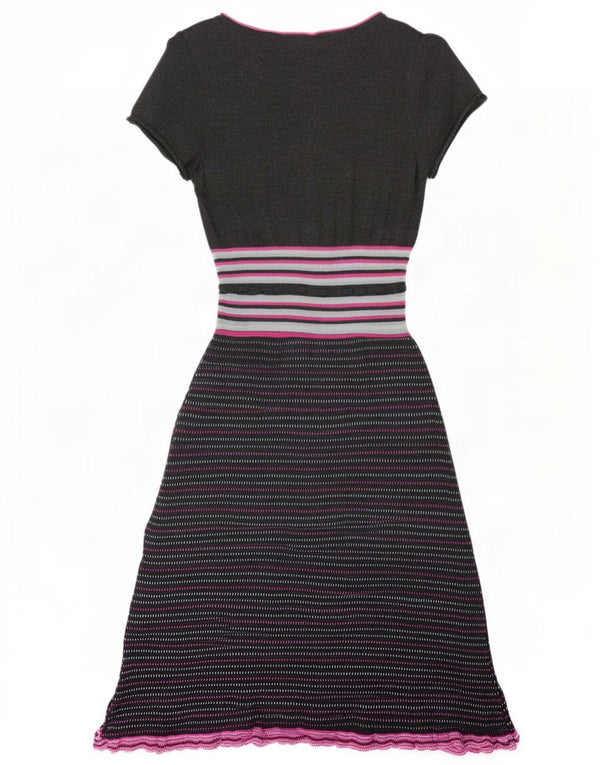 White Stuff Womens A-Line Dress UK 12 Medium Grey Striped Cotton