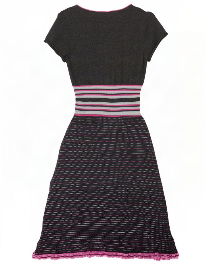 White Stuff Womens A-Line Dress UK 12 Medium Grey Striped Cotton