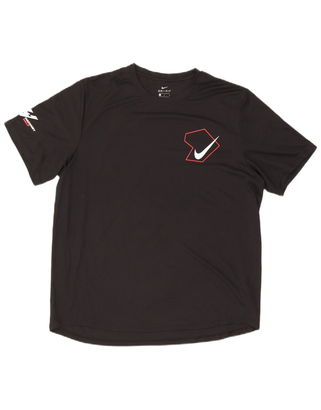 NIKE Mens Dri Fit Graphic T-Shirt Top Large Black Polyester