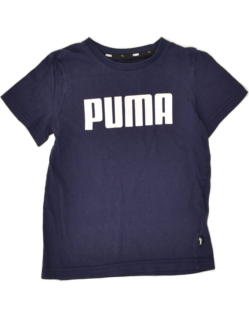 PUMA Boys Graphic T-Shirt Top 9-10 Years Navy Blue Cotton | Vintage Puma | Thrift | Second-Hand Puma | Used Clothing | Messina Hembry 