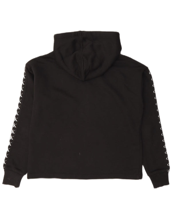 Calvin Klein Jeans Womens Graphic Oversized Hoodie Jumper UK 6 XS Black
