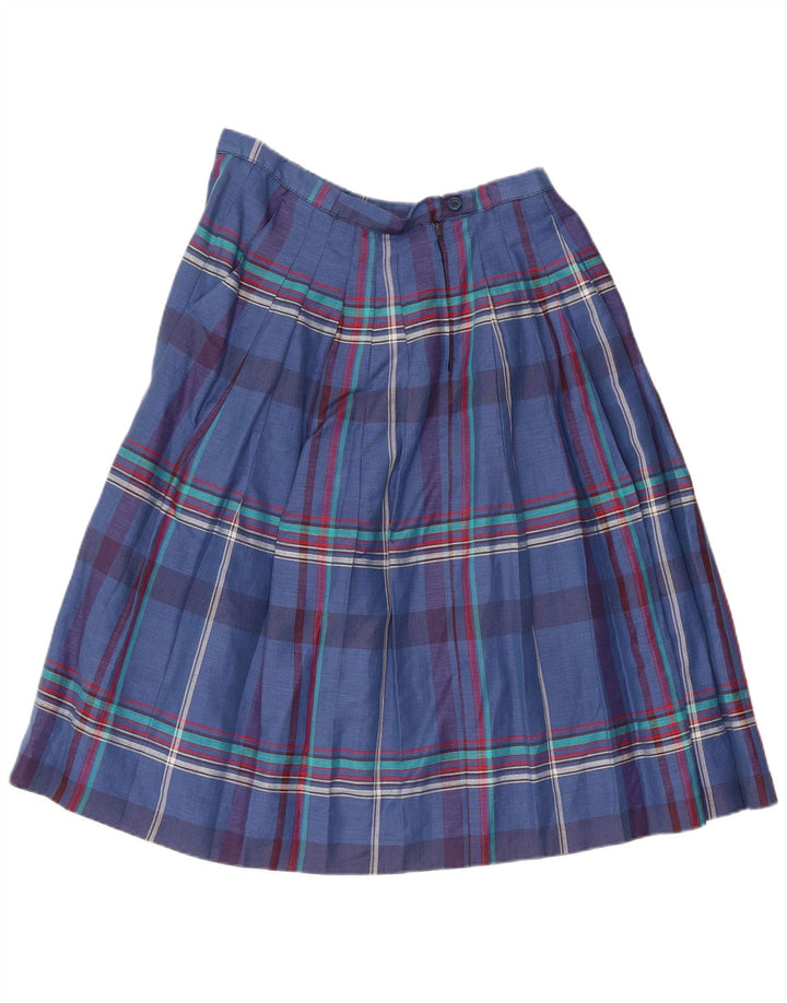 Vintage Womens Pleated Skirt W30 Medium Blue Check