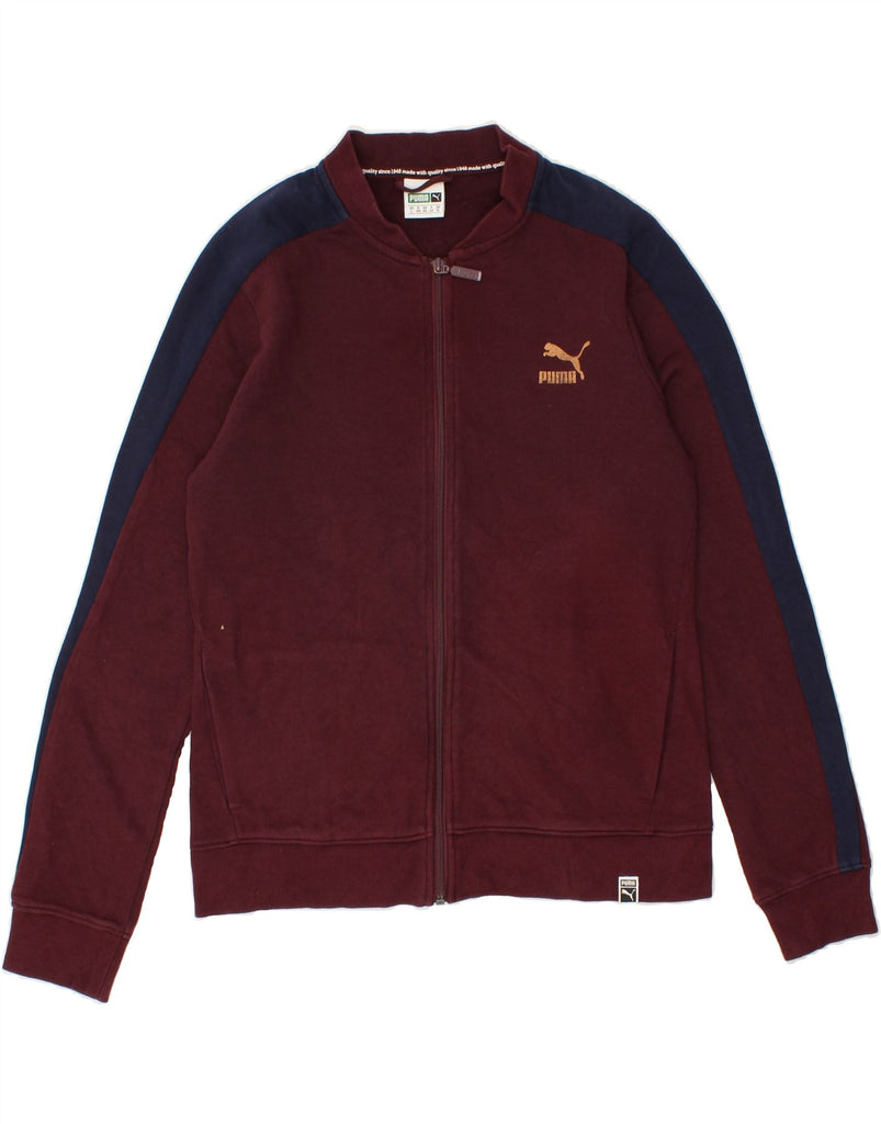 PUMA Mens Tracksuit Top Jacket UK 14 Medium  Maroon Colourblock Cotton Vintage Puma and Second-Hand Puma from Messina Hembry 