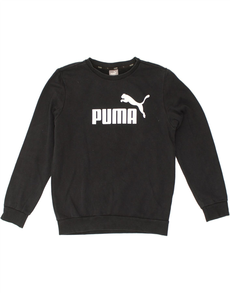 PUMA Mens Sweatshirt Jumper XS Black Cotton | Vintage Puma | Thrift | Second-Hand Puma | Used Clothing | Messina Hembry 