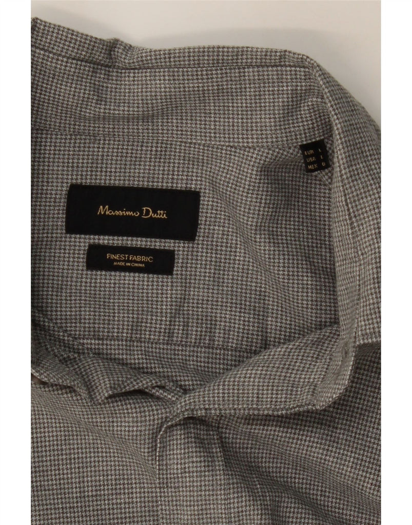 MASSIMO DUTTI Mens Shirt Large Grey Houndstooth Vintage Massimo Dutti and Second-Hand Massimo Dutti from Messina Hembry 
