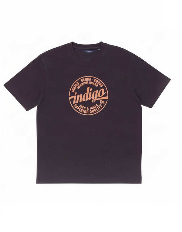 Jack & Jones Mens Graphic T-Shirt Top Medium Navy Blue