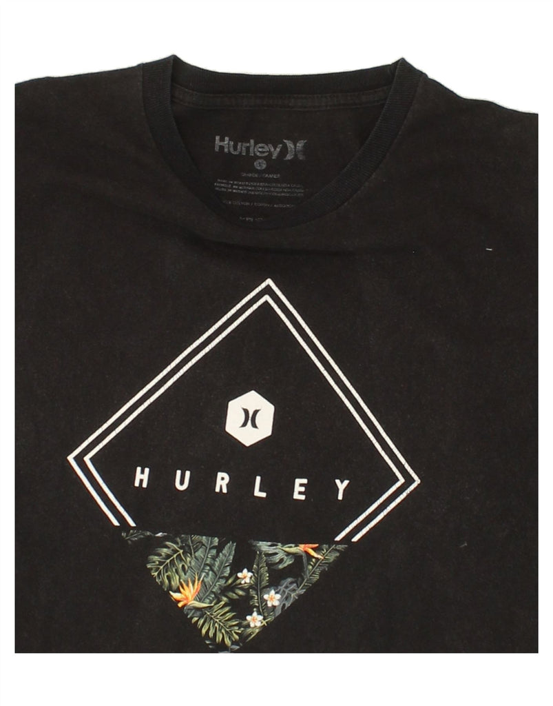 HURLEY Mens Graphic T-Shirt Top Large Black Cotton Vintage Hurley and Second-Hand Hurley from Messina Hembry 