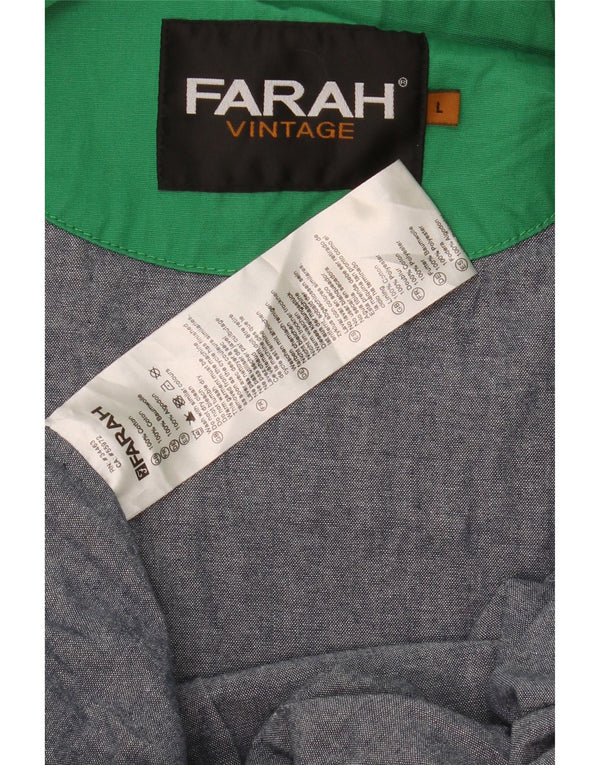 Farah Mens Hooded Rain Jacket UK 40 Large Green Cotton