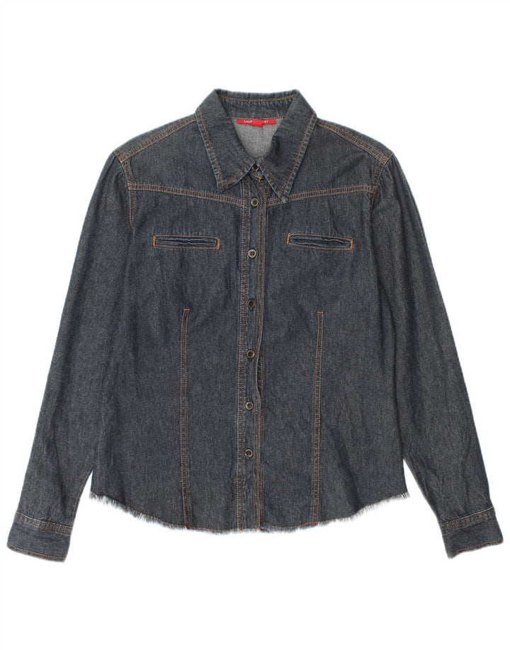 LAURA ASHLEY Womens Denim Shirt UK 14 Medium Blue Cotton