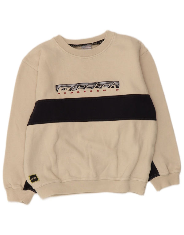 Reebok Boys Graphic Sweatshirt Jumper 10-11 Years Medium Beige Colourblock