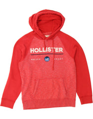 HOLLISTER Mens Graphic Hoodie Jumper Small Red Cotton