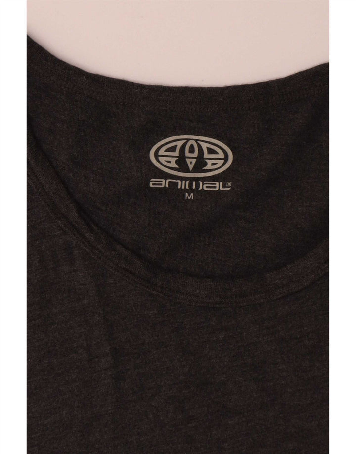 Animal Mens T-Shirt Top Medium Grey Viscose