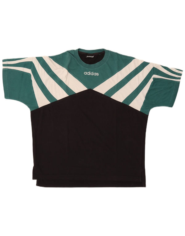 Adidas Mens Graphic T-Shirt Top UK 42/44 Large Green Colourblock Polyester