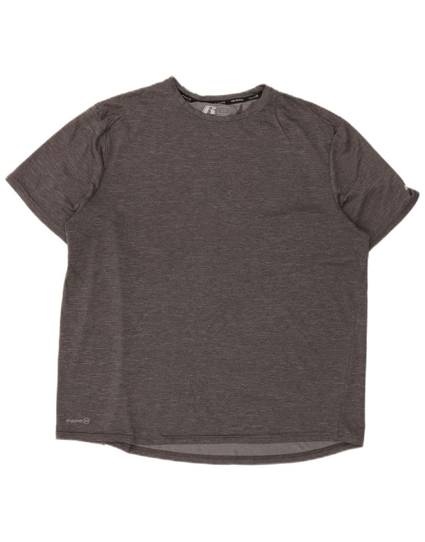 Russell Athletic Mens Dri-Power T-Shirt Top UK 42/44 Large Grey Flecked