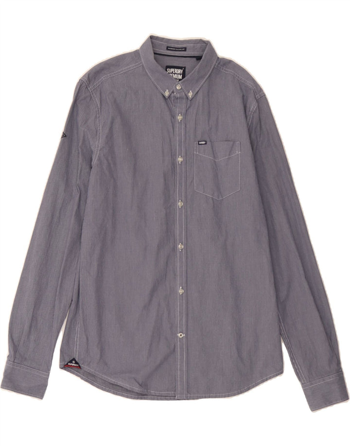 SUPERDRY Mens Modern Classic Fit Shirt Medium Blue Gingham Cotton Vintage Superdry and Second-Hand Superdry from Messina Hembry 