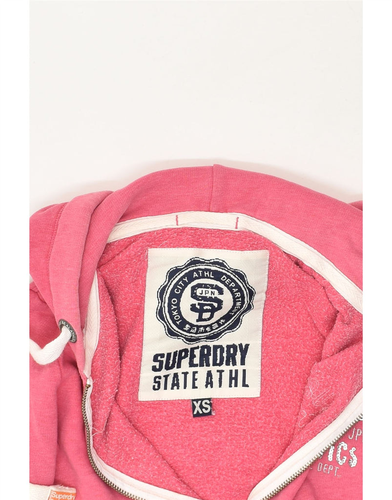 SUPERDRY Womens Loose Fit Graphic Zip Hoodie Sweater UK 6 XS Pink Cotton | Vintage Superdry | Thrift | Second-Hand Superdry | Used Clothing | Messina Hembry 