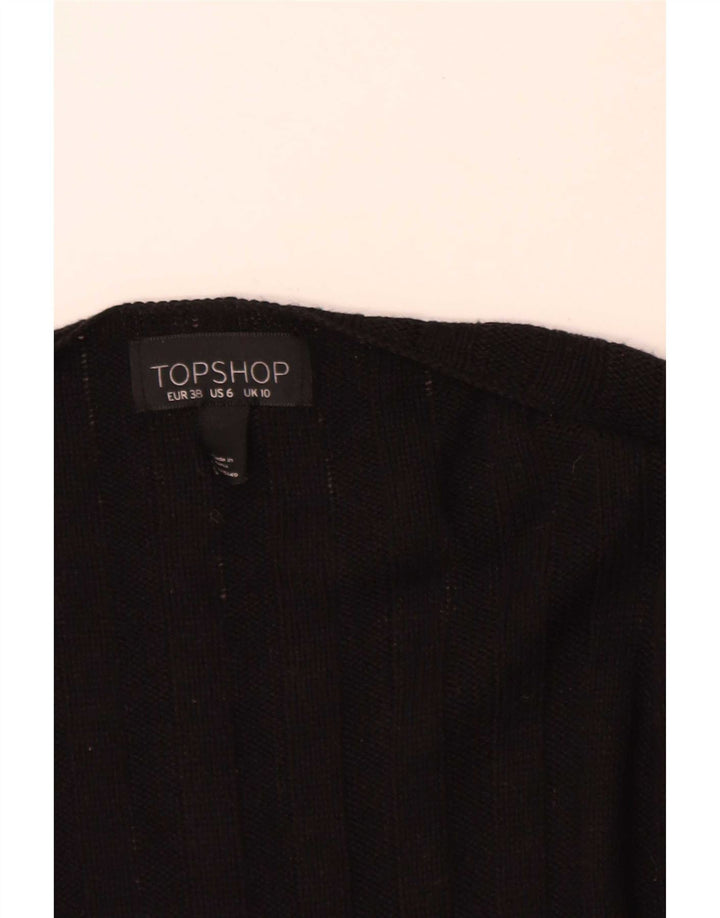 Topshop Womens Oversized Longline Open Cardigan Sweater UK 10 Small Black