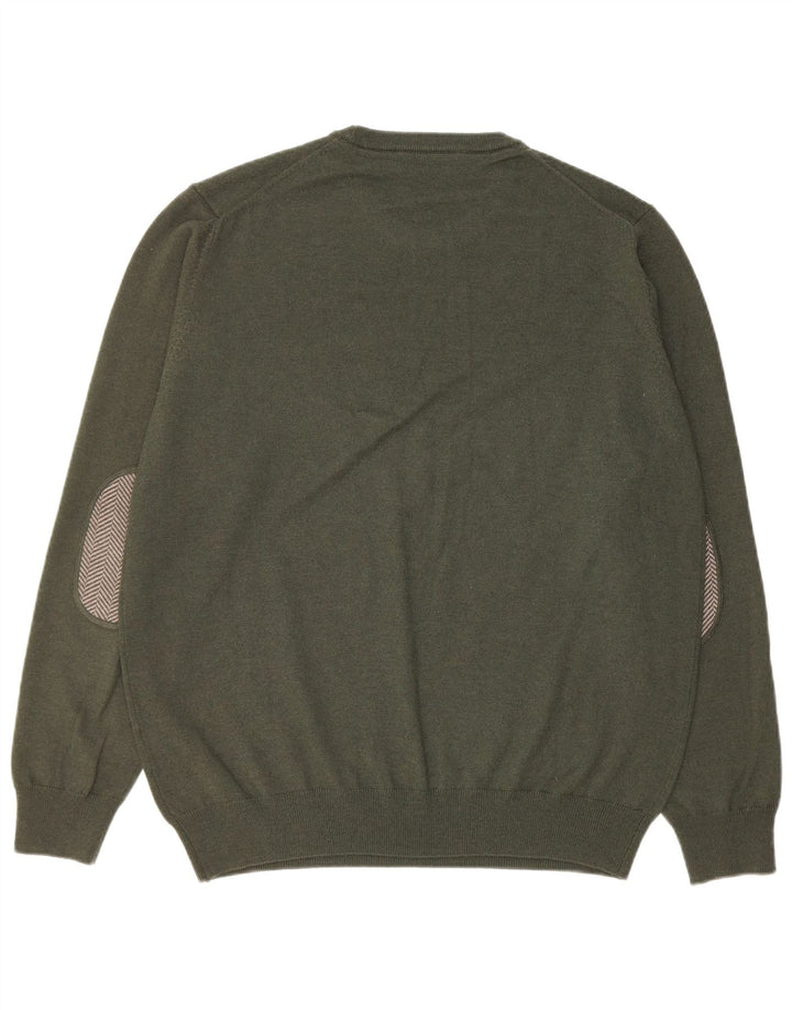 Harmont & Blaine Mens Crew Neck Jumper Sweater XL Green Wool