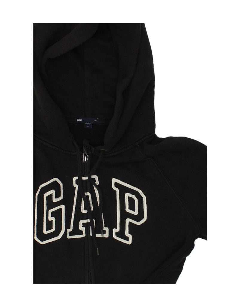 GAP Womens Graphic Zip Hoodie Sweater UK 10 Small Black | Vintage Gap | Thrift | Second-Hand Gap | Used Clothing | Messina Hembry 