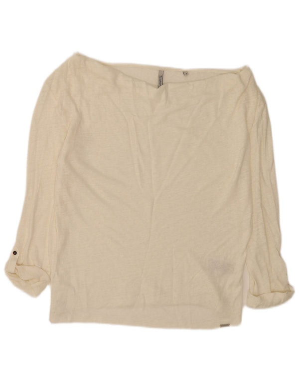 Woolrich Womens 3/4 Sleeve Oversized Off Shoulder Top UK 10 Small White