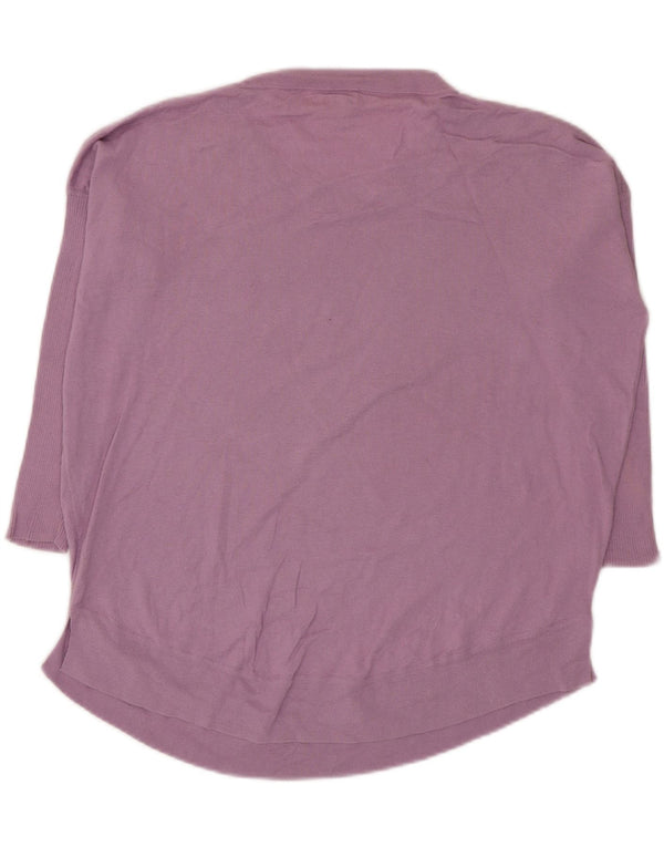 J. Crew Womens 3/4 Sleeve Oversized Boat Neck Jumper Sweater UK 6 XS Purple