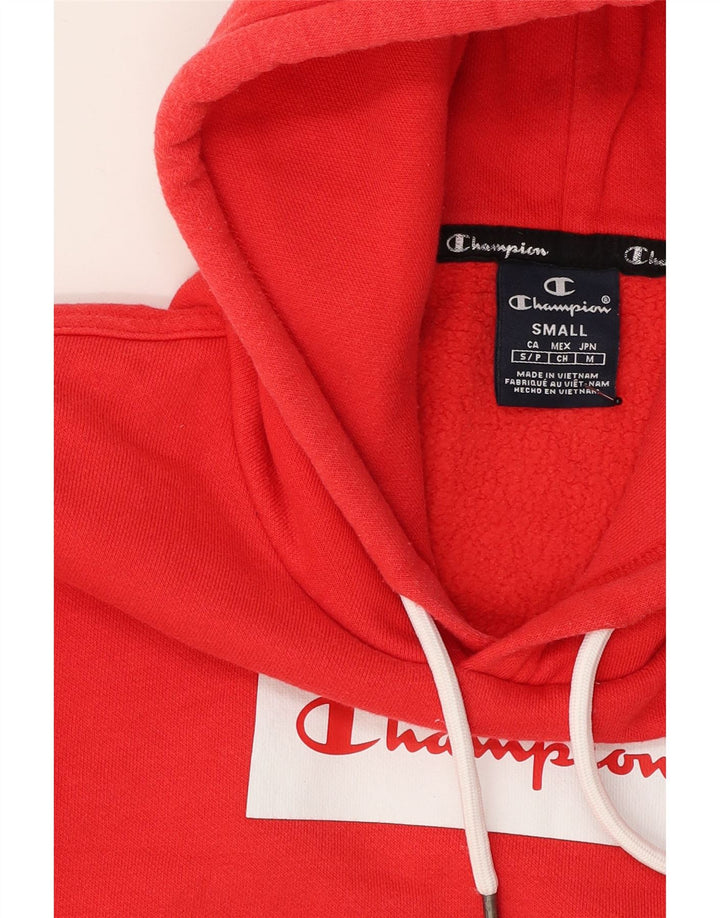 CHAMPION Mens Graphic Hoodie Jumper Small Red Cotton Vintage Champion and Second-Hand Champion from Messina Hembry 
