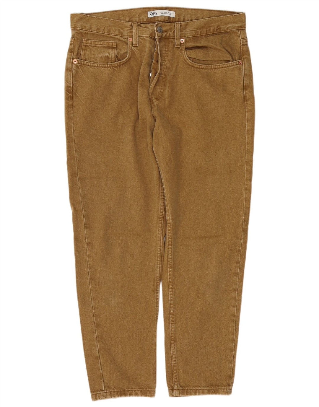 Zara Mens Slim Jeans EU 42 Large W32 L27 Beige Cotton