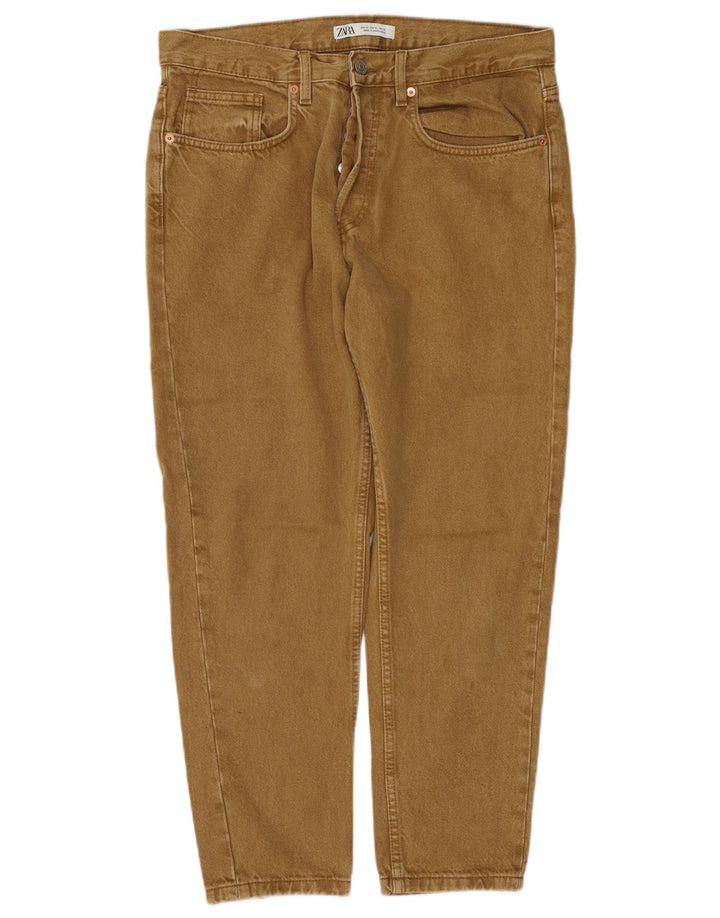 Zara Mens Slim Jeans EU 42 Large W32 L27 Beige Cotton