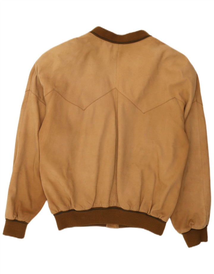 Toni Mir Mens Suede Bomber Jacket UK 42 XL Brown Leather