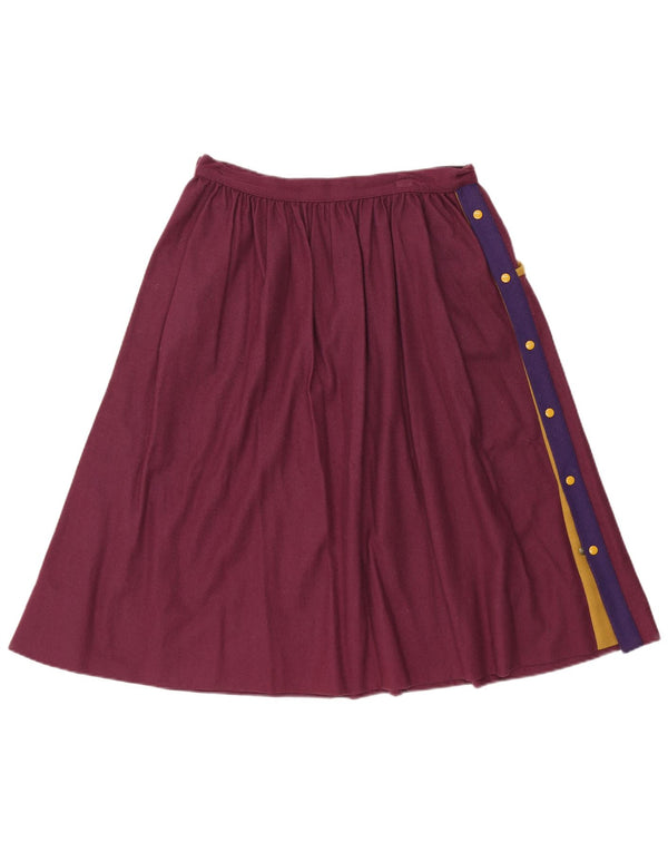 VINTAGE Womens A-Line Skirt IT 46 Large W30  Burgundy Colourblock