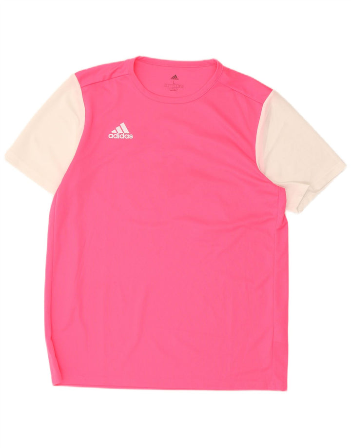 ADIDAS Mens Climalite Graphic T-Shirt Top Large Pink Colourblock Polyester