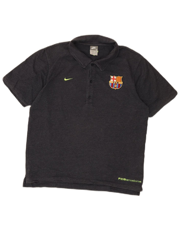 Nike Mens Barcelona Graphic Polo Shirt UK 39/41 Medium Navy Blue Cotton