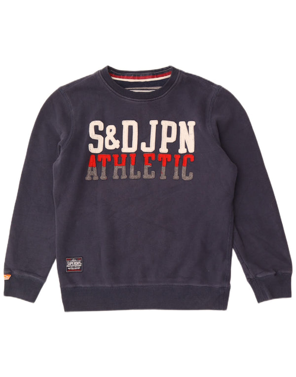 Superdry Mens Graphic Sweatshirt Jumper XL Navy Blue Cotton
