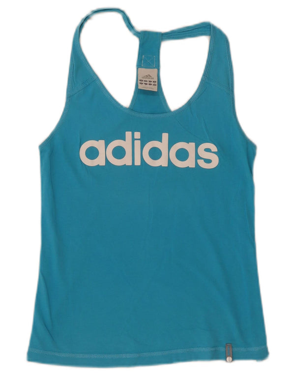 Adidas Womens Graphic Vest Top UK 12 Medium Blue